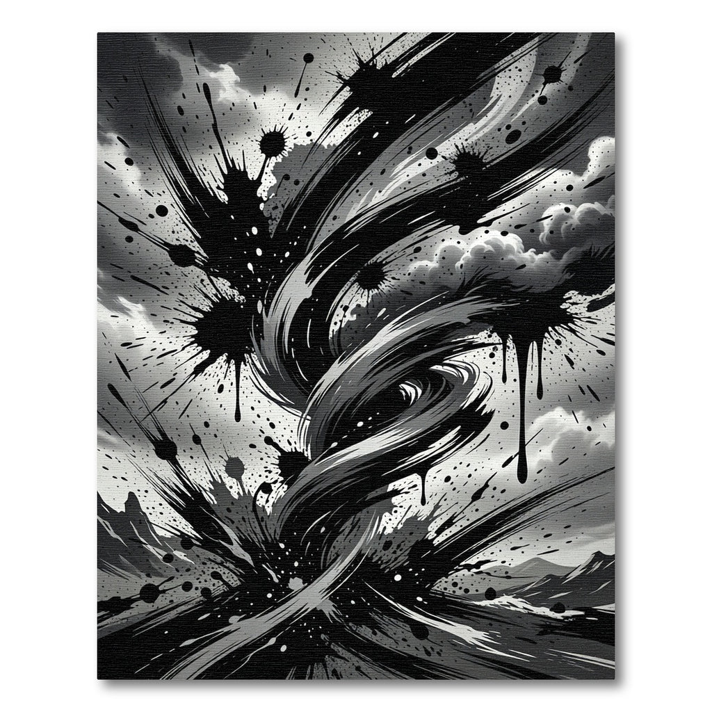 Monochrome Abstract Ink Swirl Rug