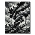 Monochrome Abstract Ink Swirl Rug