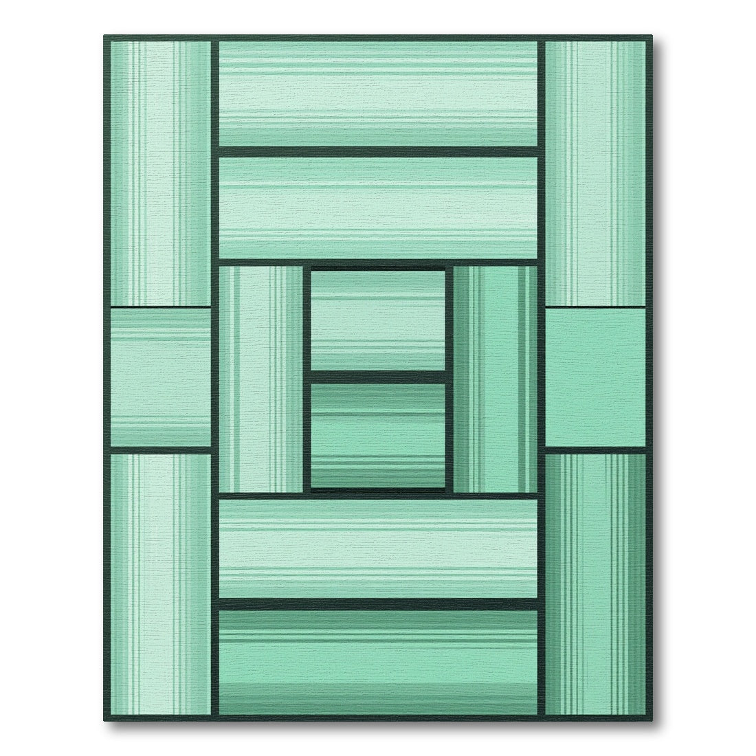 Shaded Teal Stripe Geometric Blocks Rug