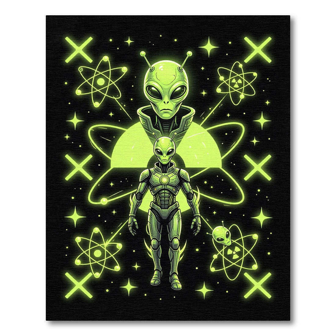 Neon Alien Radioactive Atomic Science Artwork Rug