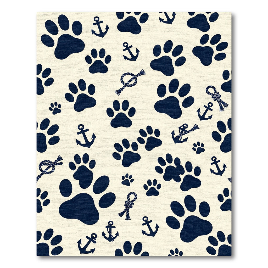 Navy Nautical Paw Anchor Rope Art Rug