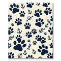 Navy Nautical Paw Anchor Rope Art Rug