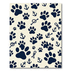 Navy Nautical Paw Anchor Rope Art Rug