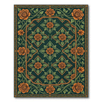 Ornate Amber Rose Garden Scroll Rug