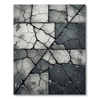 Monochromatic Cracked Stone Tile Rug