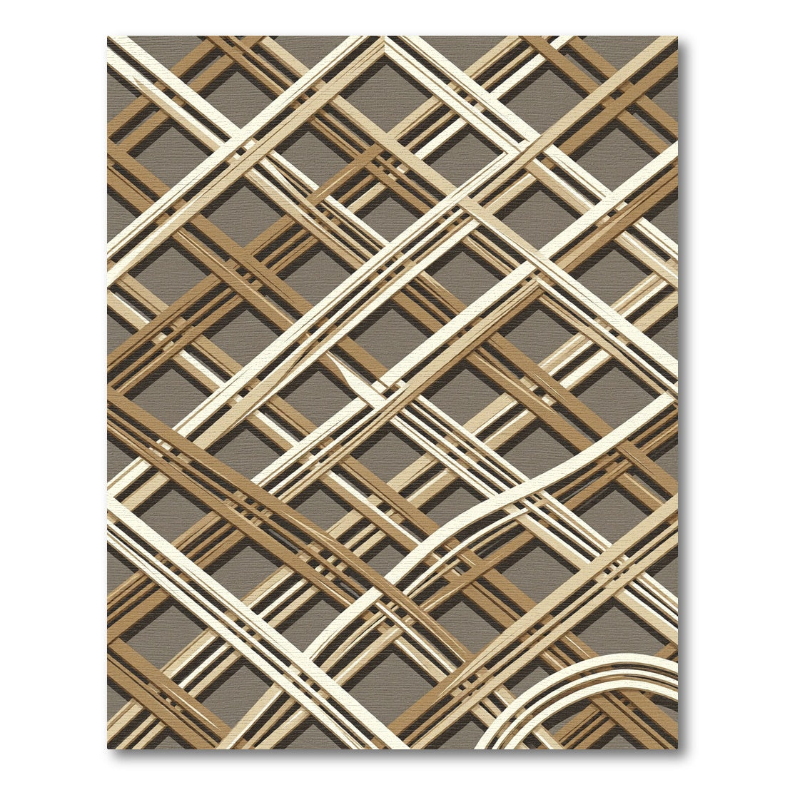 Golden Geometric Intersecting Linear Grid Rug
