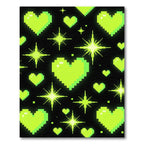 Neon Pixel Heart and Sparkle Art Rug