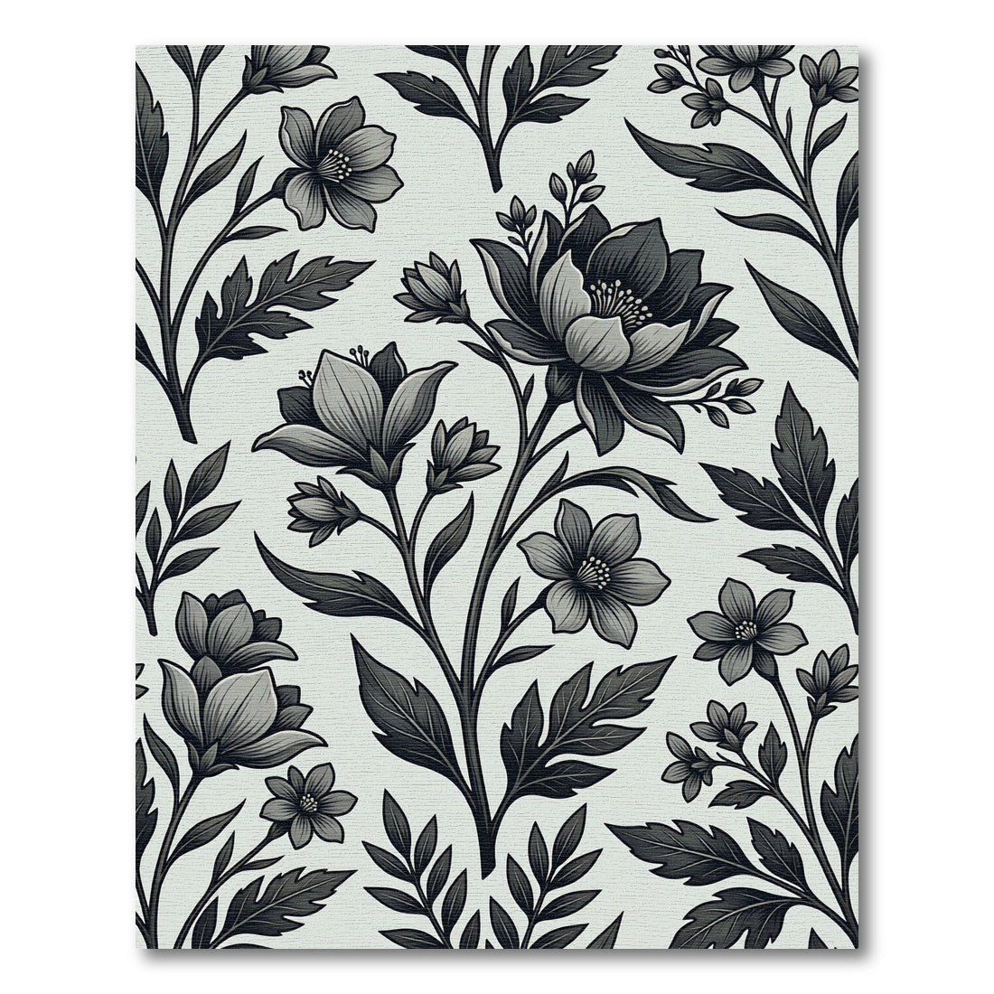 Monochromatic Floral Branches Continuous Arrangement Rug