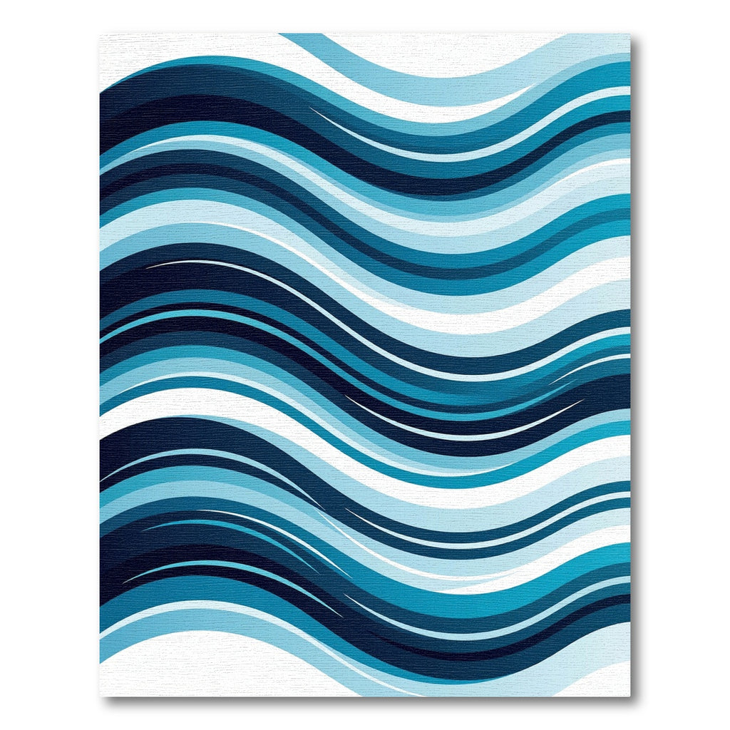 Modern Abstract Blue Rippling Waves Rug