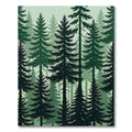 Dark Green Forest Silhouette Trees Rug