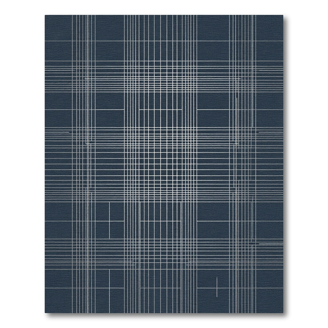 Navy White Grid Square Rug