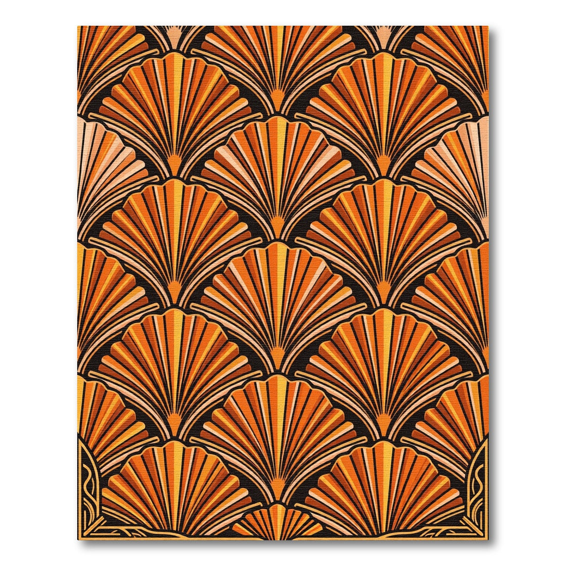 Art Deco Amber Fan Arrangement Rug