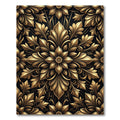 Elegant Metallic Gold Floral Filigree Medallion Rug