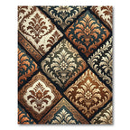 Elegant Damask Diamond Multi-Tone Tile Rug