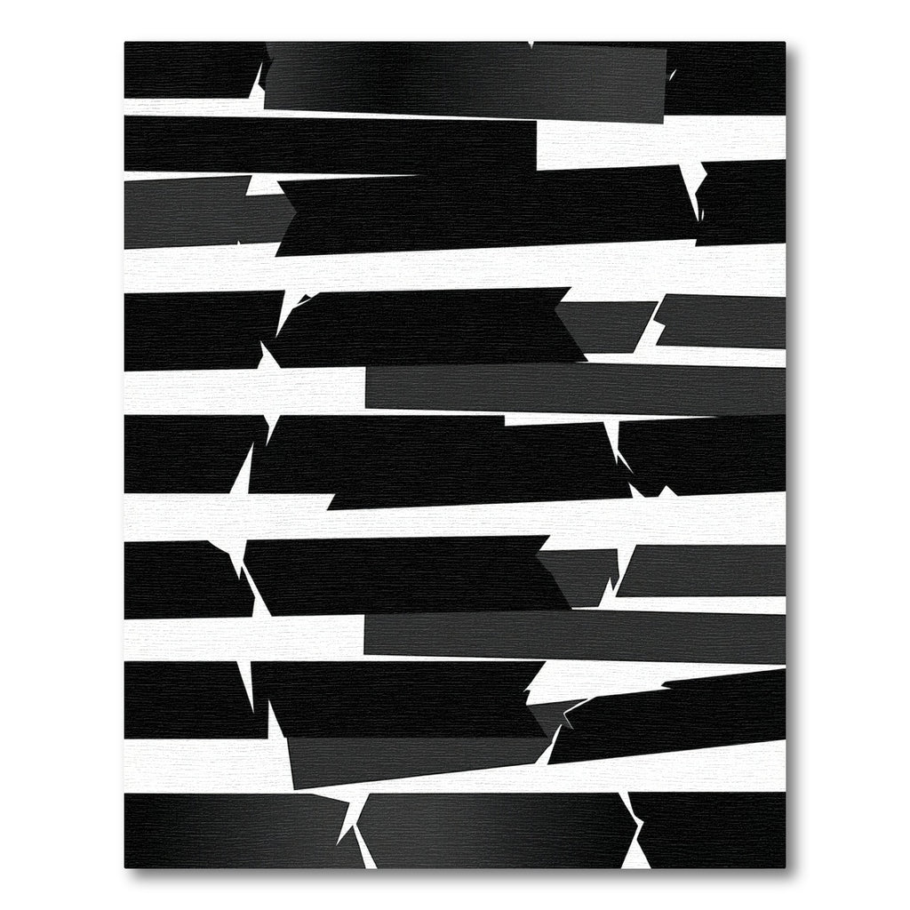 Abstract Black White Jagged Stripes Rug