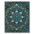 Teal and Amber Lotus Flower Medallion Rug