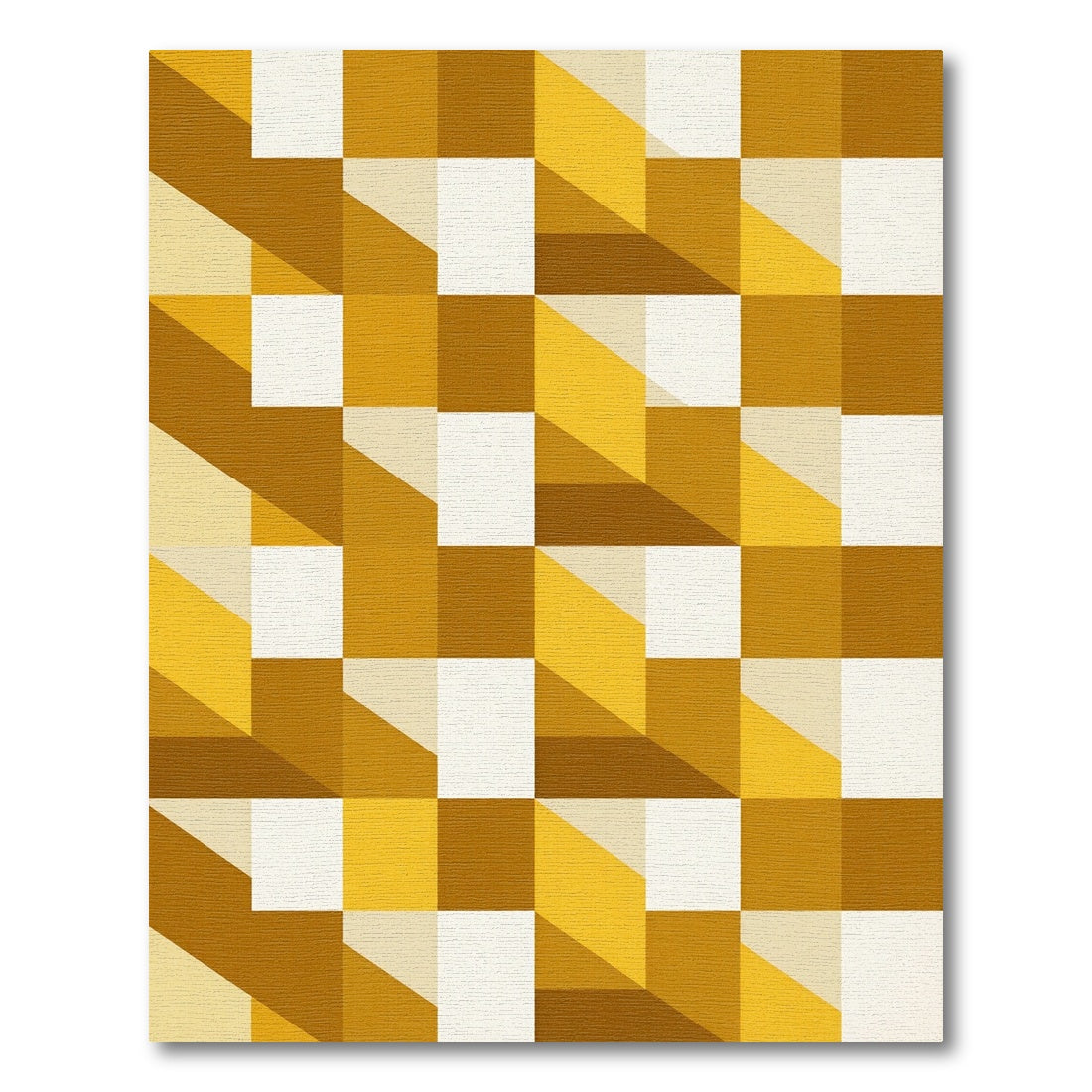 Dazzling Golden Geometric Illusion Rug