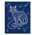 Celestial Midnight Blue Cat Constellation Rug