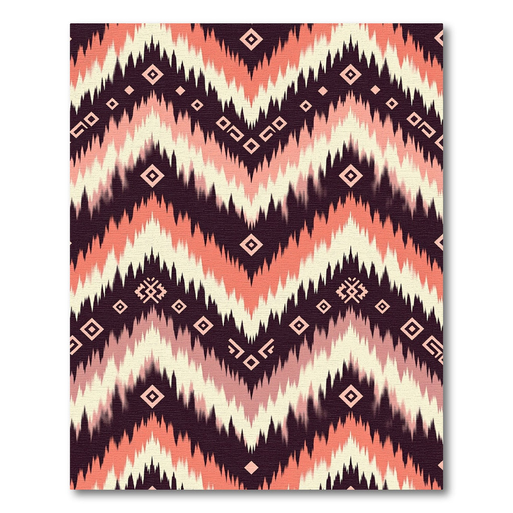 Geometric Coral and Cream Zigzag Rug