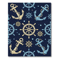 Nautical Themed Anchor Ship Wheel Ensemble Rug