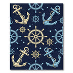 Nautical Themed Anchor Ship Wheel Ensemble Rug
