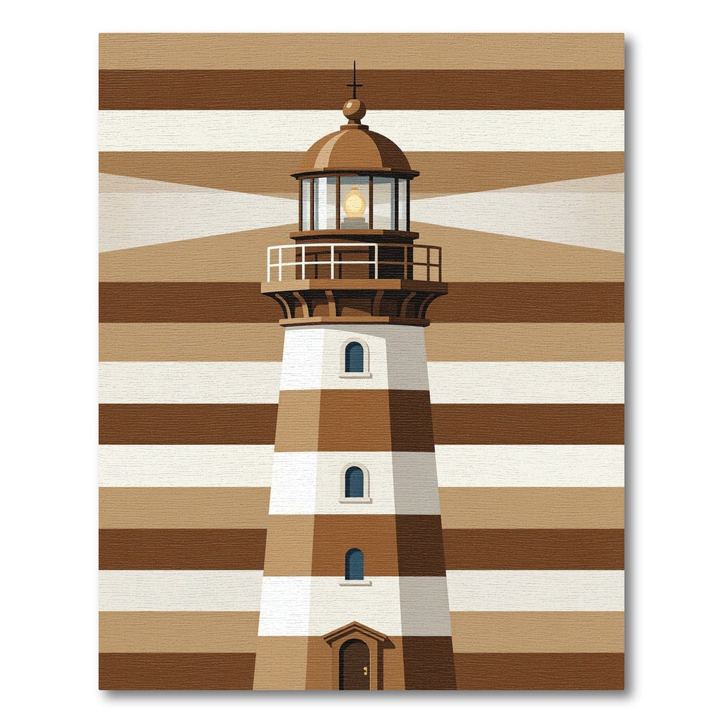 Minimalist Nautical Lighthouse Earthy Tone Rug