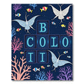 Whimsical Underwater Crane Fish Coral Rug