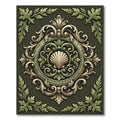 Sage Green Scalloped Baroque Filigree Rug