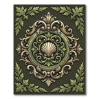 Sage Green Scalloped Baroque Filigree Rug