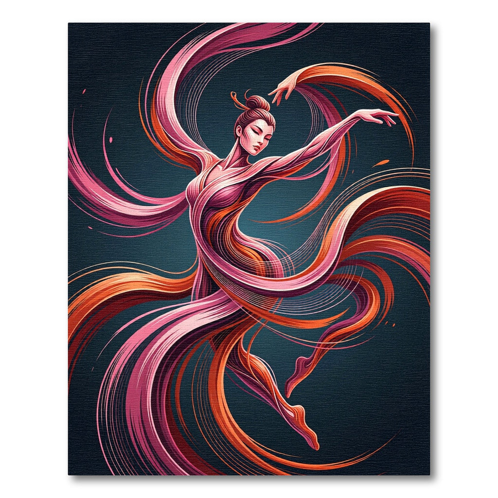 Dynamic Crimson Flowing Dancer Abstract Rug