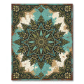 Vintage Teal Green Ornate Sunburst Rug