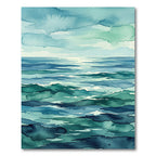 Abstract Teal Ocean Wave Landscape Rug