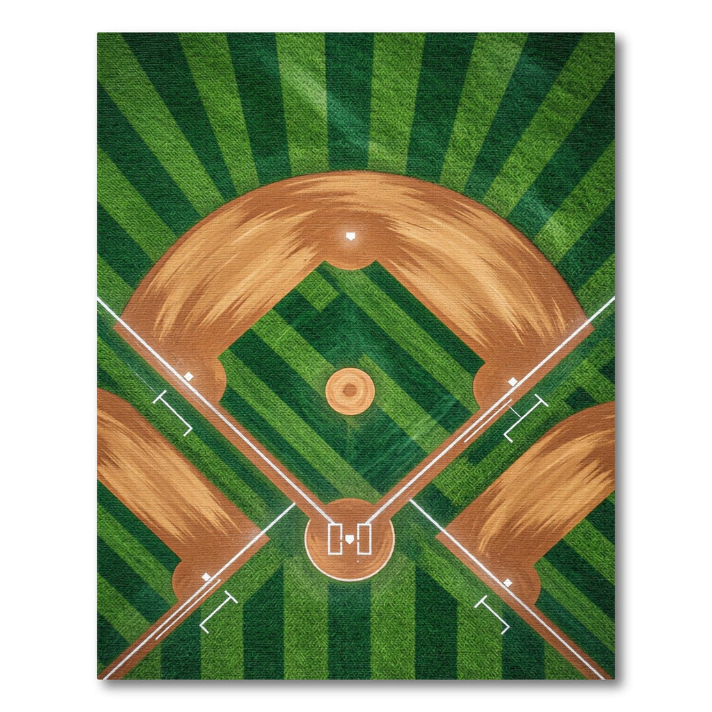 Geometric Baseball Field Green Grass Rug