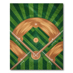 Geometric Baseball Field Green Grass Rug