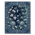 Chinoiserie Blue Botanical Bamboo Plum Blossom Rug