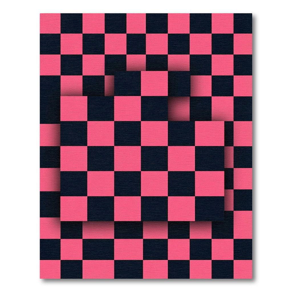 Bold Hot Pink and Black Checkerboard Rug