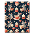 Whimsical Gray Mouse Tea Cup Treats Rug