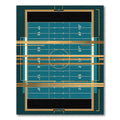 Geometric Teal and Gold Football Field Rug