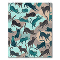 Playful Teal Black Cat Collage Rug