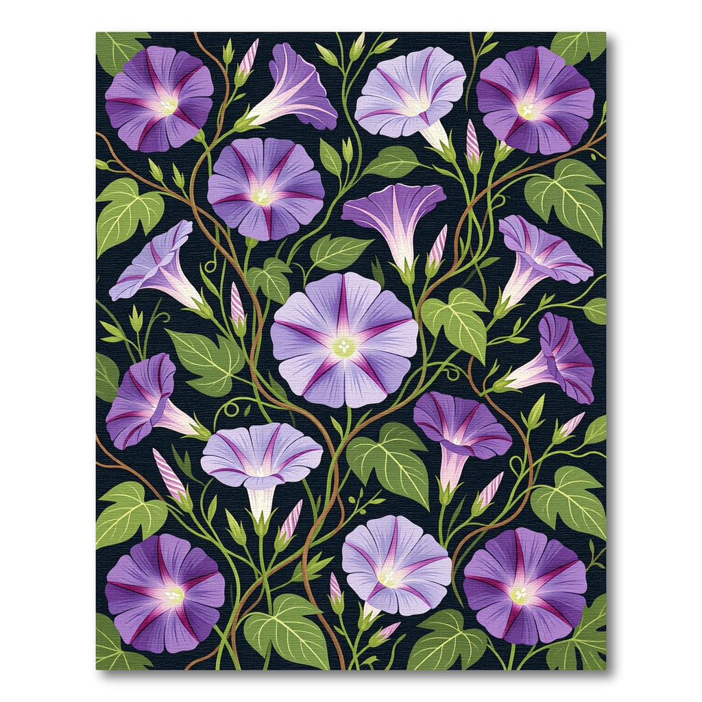 Velvet Purple Morning Glory Botanical Rug