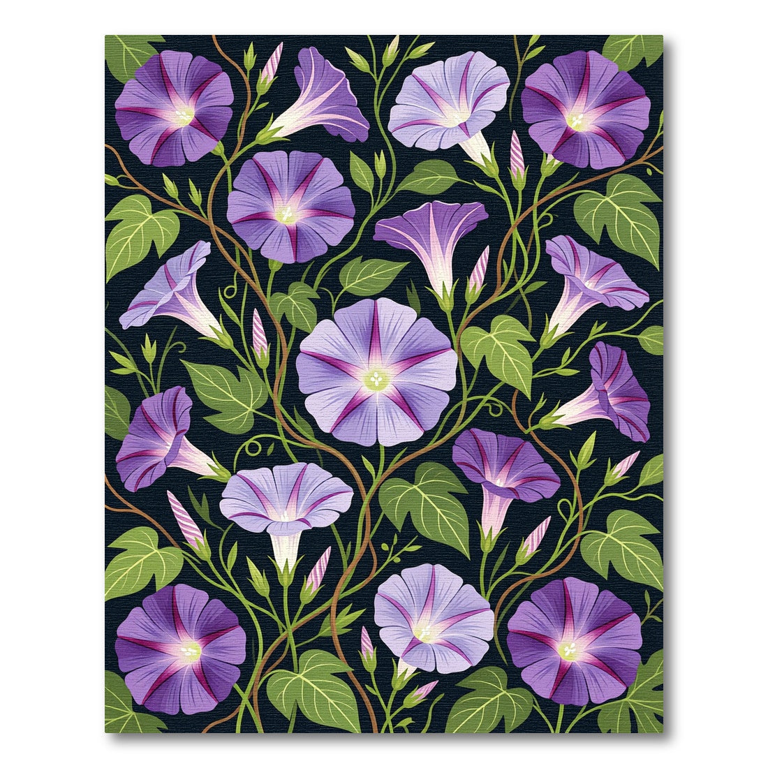 Velvet Purple Morning Glory Botanical Rug