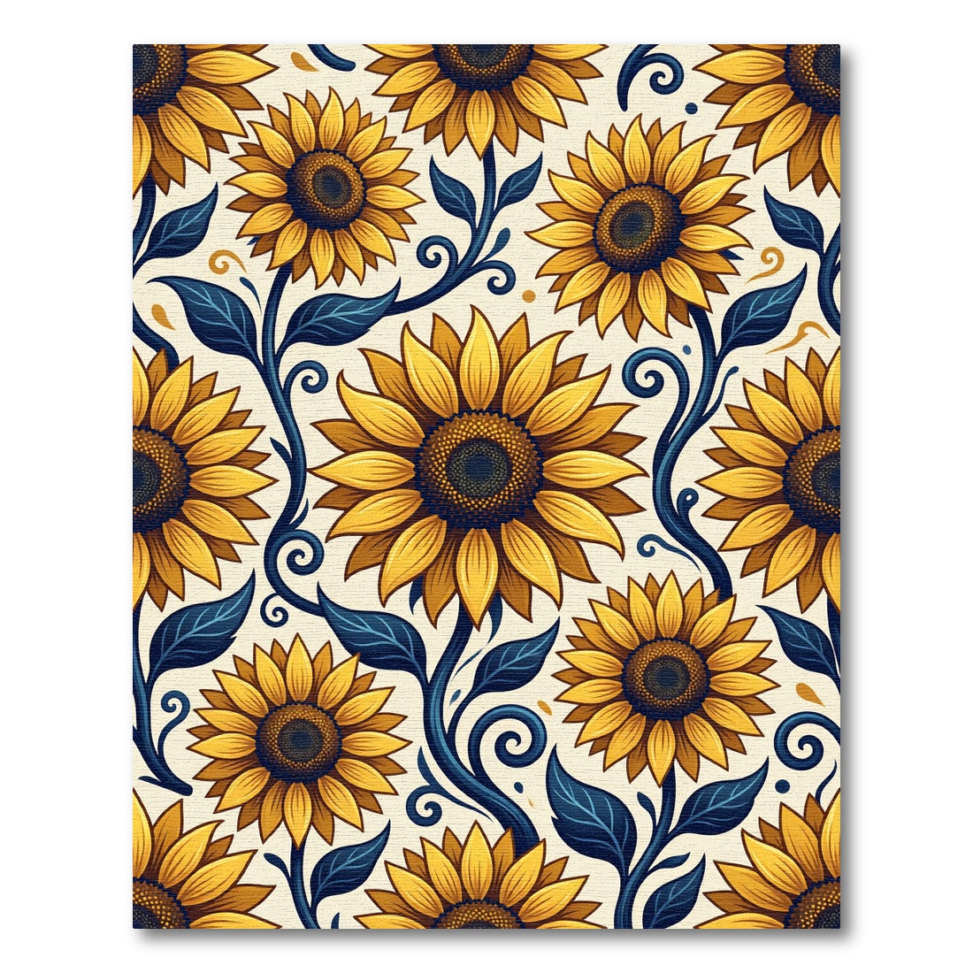 Golden Sunflower Swirls on Cream Rug