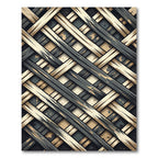 Interlocking Charcoal and Cream Geometric Weave Rug