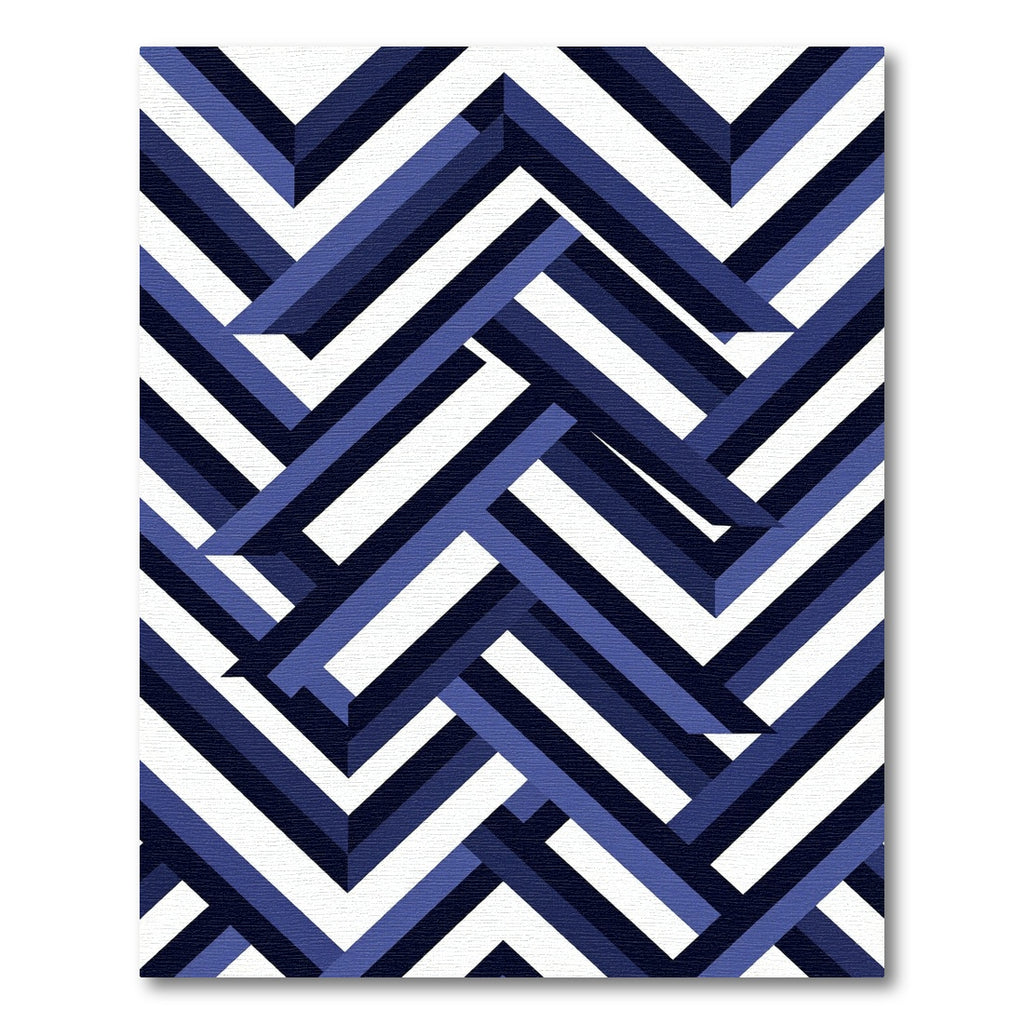 Geometric Navy Blue Herringbone Interwoven Rug