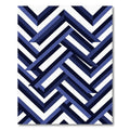 Geometric Navy Blue Herringbone Interwoven Rug