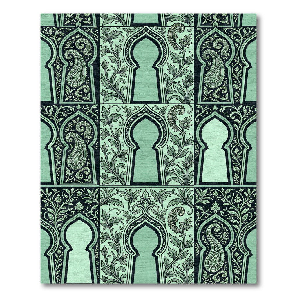 Mint Green Archway Paisley Foliage Rug