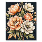 Elegant Peach White Peony Blossom Rug