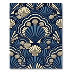 Art Deco Midnight Navy Shell Wallpaper Rug
