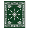 Deep Green Snowflakes Floral Border Rug