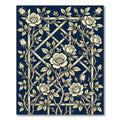 Cream Roses Trellis Navy Rug